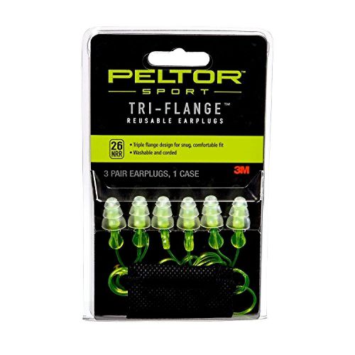 Peltor sport tri-flange corded reusable earplugs, 3-pair per pack for sale
