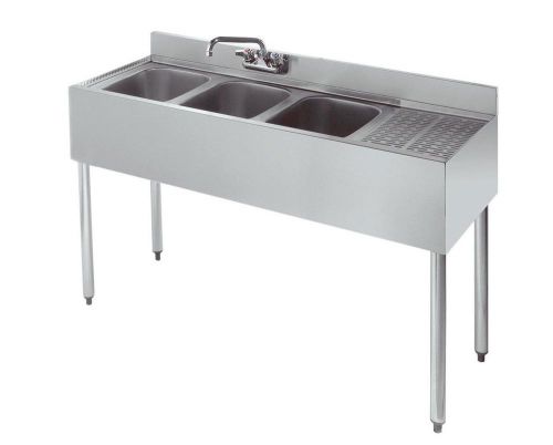 Krowne metal 3 compartment 18.5&#034;d bar sink w/ 12&#034; drainboard nsf - 18-43 for sale