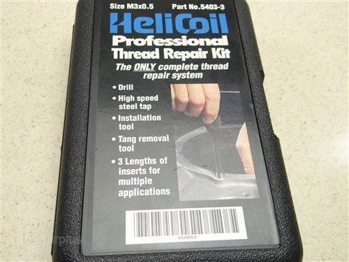Heli-coil metric professional thread repair kit m3x0.5 tap drill coils &amp; wrench for sale