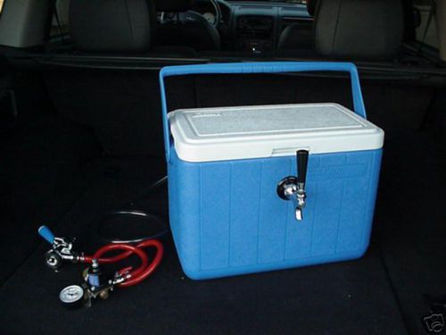 Draft Keg Beer Jockey Box Complete TRAVEL Cooler BLUE w/single XL 50ft coils NEW