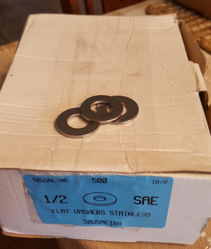 50wsae188 sae flat washer 18-8 sstl 1/2&#034; (box of 500), new, free shipping, %ks% for sale