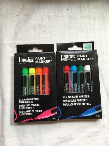 Liquitex Professional Paint Markers 2 Sets of 6 Fine Tip PRIMARY &amp; FLUORESCENT