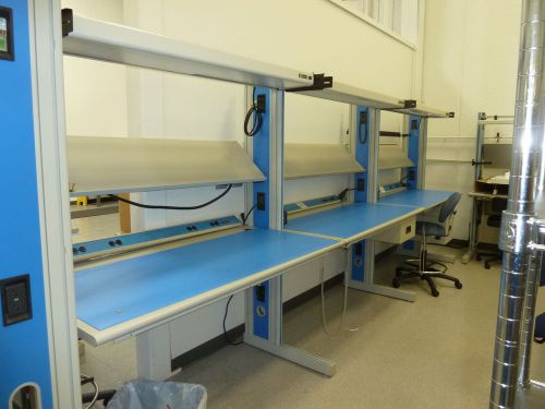 3  IAC Industrial Workbenches with electrical, adjustable shelf and light
