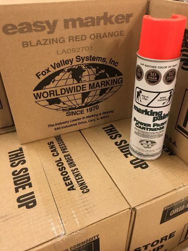 Fox valley blazing red orange field striping paint, utility marking paint case for sale
