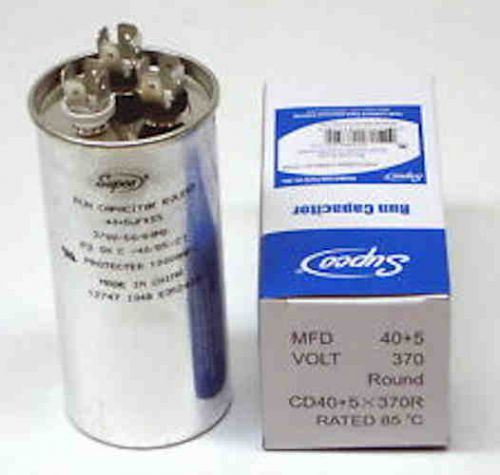 Air conditioning hvac round dual motor run capacitor 40 + 5 mfd 370 volt-new for sale