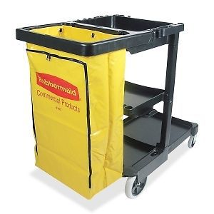 Rubbermaid janitor cart with zipper yellow vinyl bag for sale