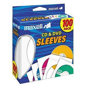 Maxell Cd-402 Cd/Dvd Sleeves (100-Pack) - Sleeve - Slide Insert - White