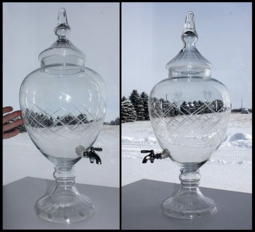 Vintage soda fountain crystal display dispenser jar w spigot for wedding buffets for sale
