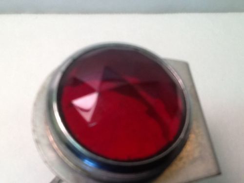 Vintage LARGE JEWELED Indicator RED Pilot Light w/ Mount Socket Rat Rod Machine