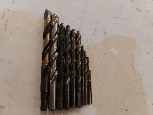 LOT OF (10) DRILL BITS UP TO 1/2&#034; - GOOD SHAPE - USED
