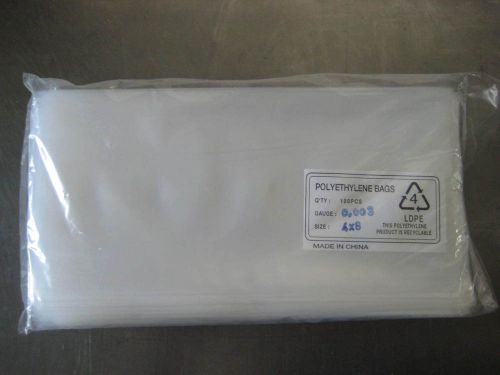 (100) CLEAR 4x8 POLY BAGS 3 MIL LAY FLAT OPEN TOP