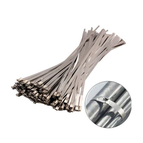Amgate 100pcs 11.8 inches stainless steel cable zip ties exhaust wrap coated ... for sale