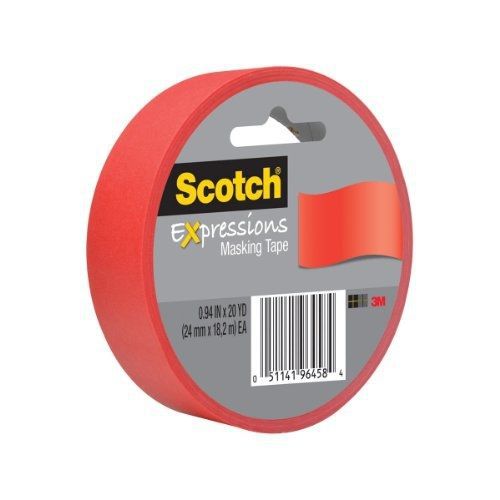 Scotch Expressions Masking Tape, 1-Inch x 20-Yards, Primary Red, 6-Rolls/Pack
