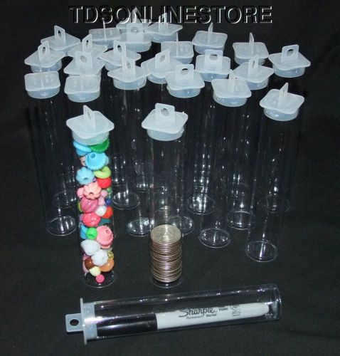 Large Round Clear Plastic Storage Tubes 5.5&#034; by 1&#034;  Package of 25
