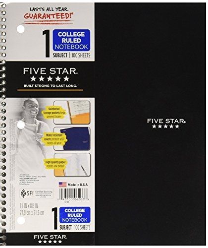 2 pack- of mead five star wirebound notebook, college rule, letter size, white, for sale