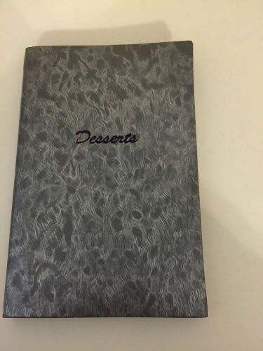 Set of 4 Gray Wine / Dessert Menu Covers  With Plastic Restaurant Bistro