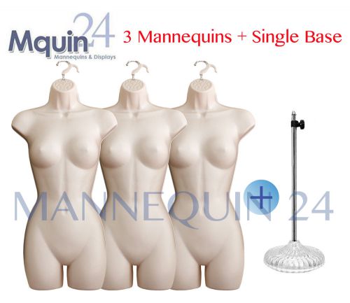 3 pcs MANNEQUINS +1 STAND + 3 HANGERS FLESH DRESS BODY FORM FOR WOMAN CLOTHING