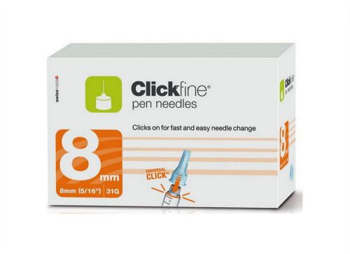 Mylife clickfine pen needles, 31g (0.25mm x 8mm), pack of 100 for sale