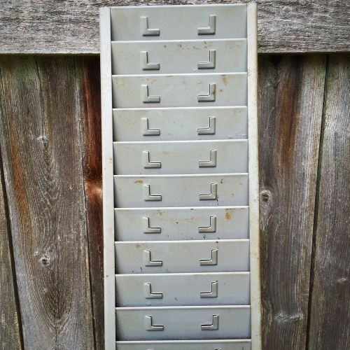 Vintage industrial metal time card rack for sale