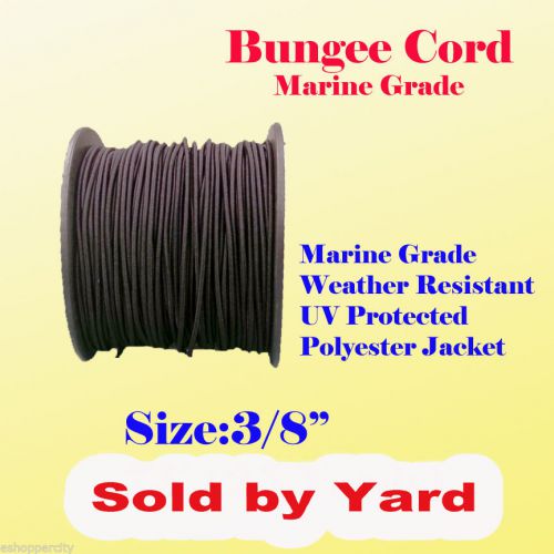 3/8&#034; x  Sold By Yard Premium Marine Grade Bungee Shock Stretch Cord UV Black