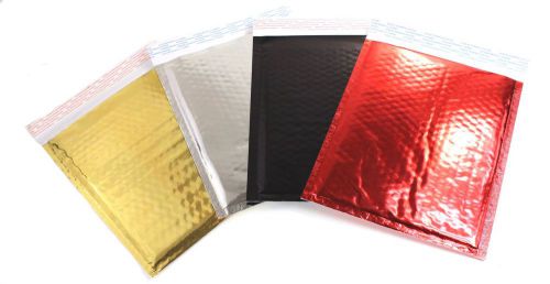 100 -5x9&#034; Gold|Silver|Red|Black Mirrored Metallic Self Seal Poly Bubble Mailers