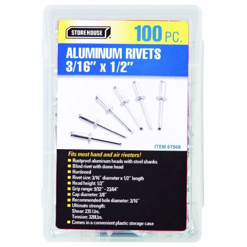 100 piece 3/16 in. aluminum blind rivet set blind nuts type stainless steel for sale