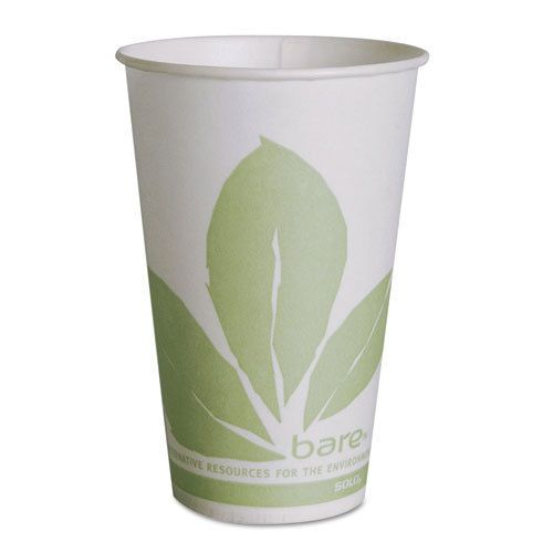 Bare Eco-Forward Treated Paper Cold Cups, 12 oz, Bare Theme, Green/White,20PK/CT