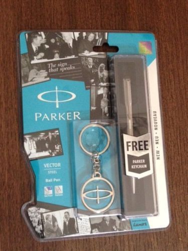 Parker Vector Stainless steell Ball Pen with Parker keychain new-one