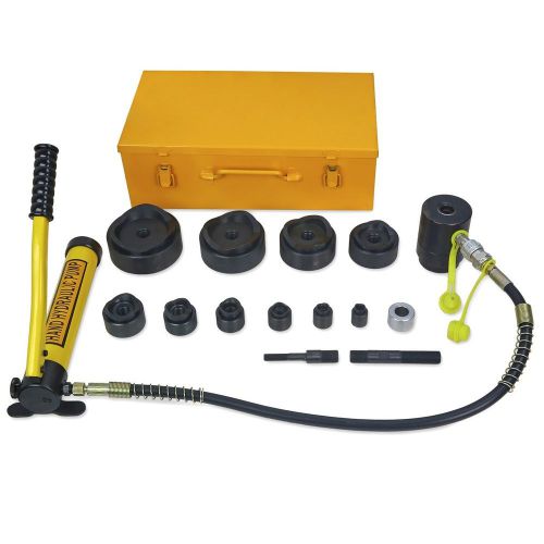 New 15 ton driver hydraulic tool kit w 10 dies 1/2&#034;-4&#034; knockout punch set w case for sale