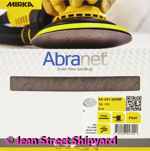 10 pk mirka abranet 6 in grip mesh dust free sanding disc 9a-241-600rp 600 grit for sale