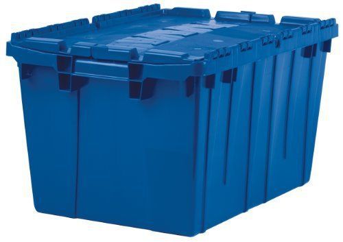 Akro-Mils 39120 12 Gallon Industrial Grade Attached Lid Flip Top Tote Case of 6