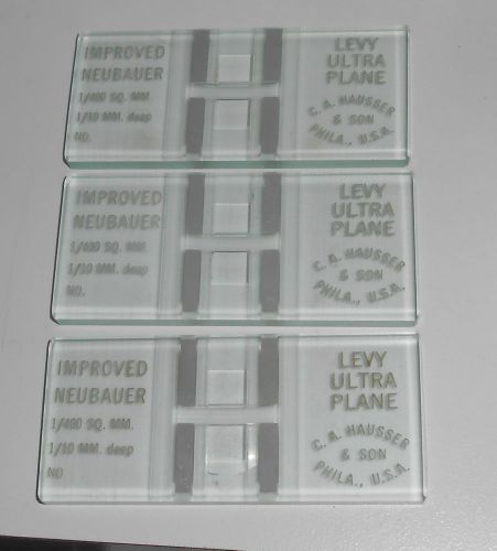 Set of 3 STUDENT LOANERS NUEBAUER LEVY COUNTING CHAMBER CAT 1/10 mm CA HAUSER PA