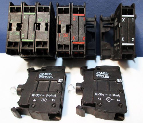 New eaton cutler hammer (3)contact blocks(2no+1nc)&amp;(5)24vled blocks 3red1grn1wht for sale