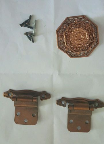 Ornate Filigree Copper Pull and Hinge Set