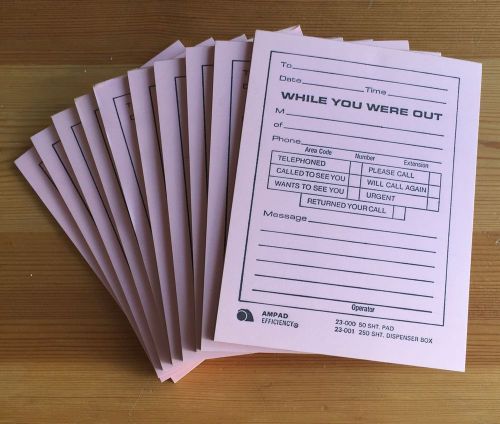 While You Were Out Lot of 10 Telephone Note Message Pads Pink