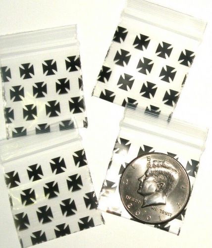 100 Iron Cross baggies 1.5 x 1.5&#034;  mini ziplock bags  Apple reclosable 1515