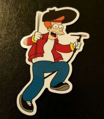 ( 3 ) fry from futurama  welder stickers. for sale