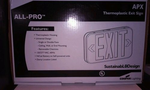 Cooper Lighting All-Pro Thermoplastic Exit Sign - Self Powered - Led - APX7R NEW