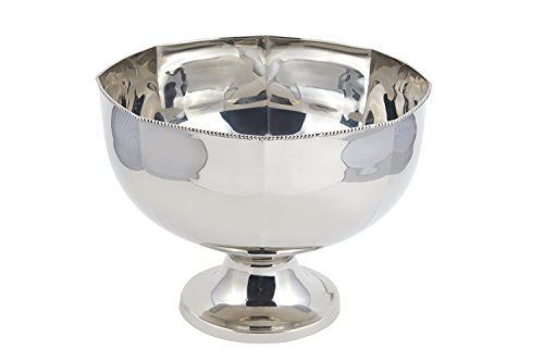 Bon Chef 61322 Stainless Steel Hollowware Punch Bowl with Pedestal Base, 14&#034;