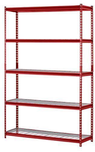 New heavy duty metal storage 5 shelves shelf rack steel shelving 48 x 18 72 red for sale