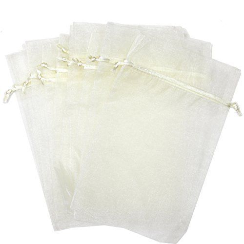 30 Designer Organza Fabric Gift Bags Pouches Party Gift Bags Cream 5.5&#034; By 9&#034;