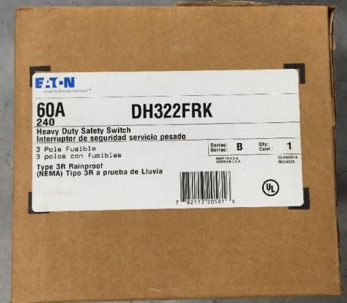 NIB - Eaton/Cutler Hammer DH322FRK Heavy Duty Safety Switch 60A 3 Pole 240V