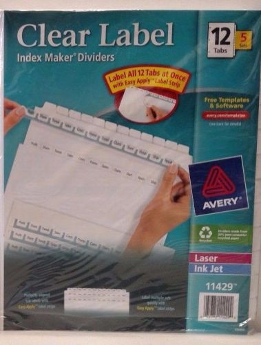 Avery 11429 Index Maker Dividers Clear Label - 5 sets of 12 tabs