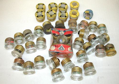 VINTAGE LARGE LOT of 43 SCREW IN GLASS TYPE FUSES SOME NEW OLD STOCK USED