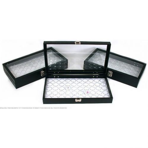 150 gem jars white display tray glass lid travel tray for sale