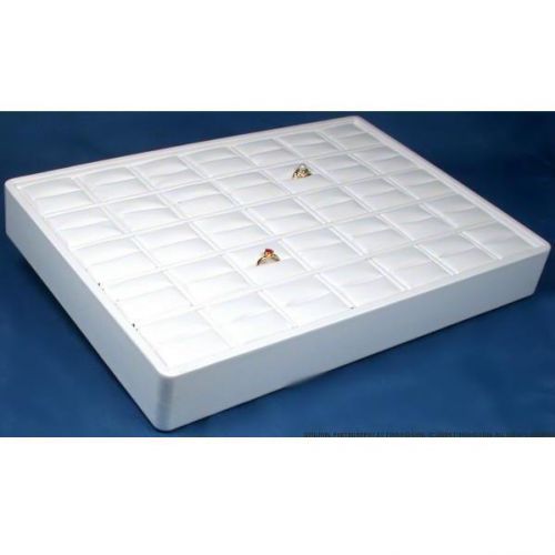 35 Slot White Faux Leather Ring Display Tray