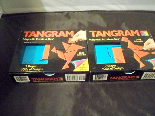 2008 Calendar TANGRAM Magnetic Puzzle-A-Day rare hard EUC(2)puzzles-1 missing PC