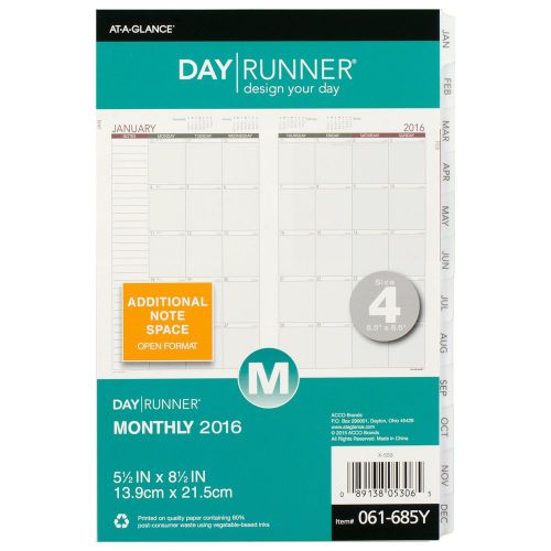 Day Runner Monthly Planning Pages 2016 12 Months Loose-Leaf Size 4 5.5 x 8.5 ...