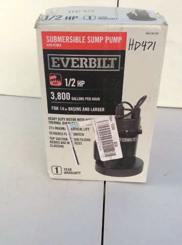 Hd471 used everbilt 1/3 hp submersible sump pump with vertical sba033v1 for sale