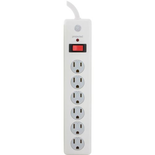 GE 14092 Surge Protector w/6 Outlets White 10&#039; Cord